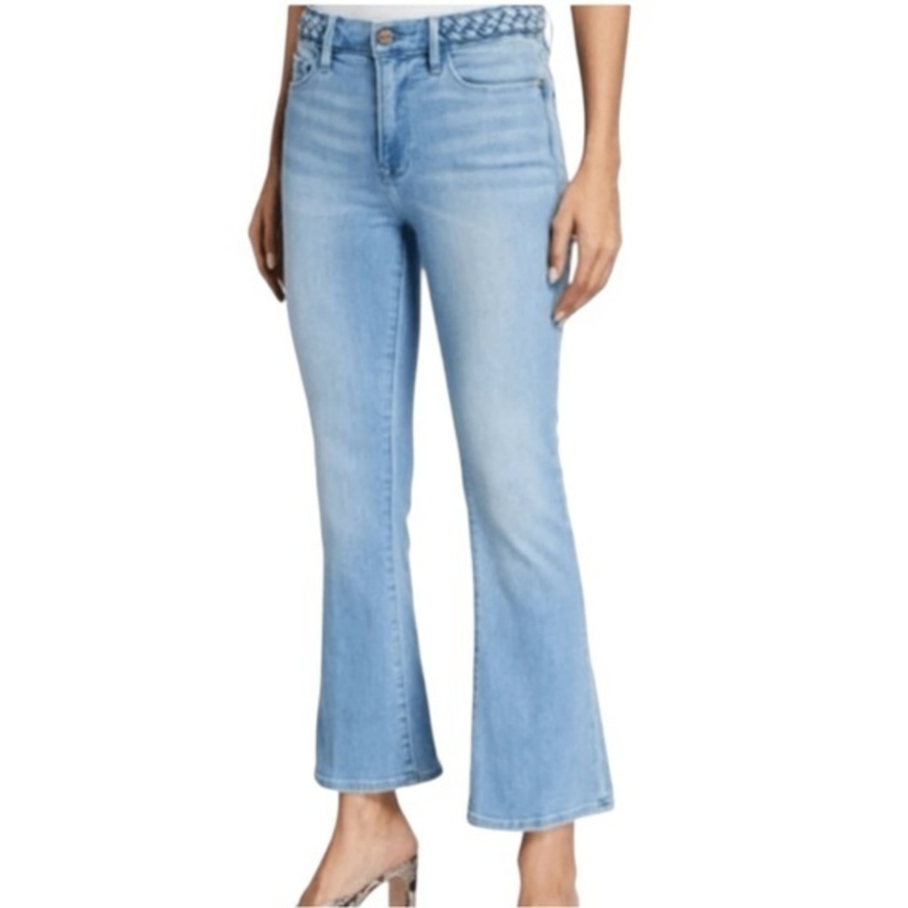 Frame Denim Women’s Size 30 Light Blue Wash Le Crop Braided Belt Mini Boot Jeans